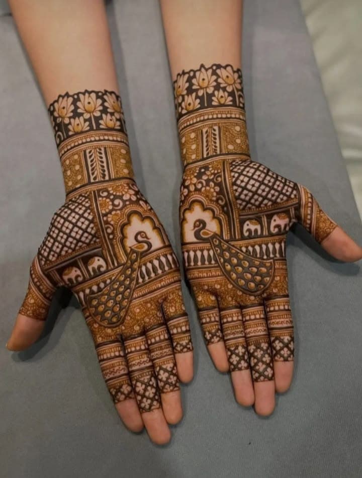 Detailed back hand bridal mehndi